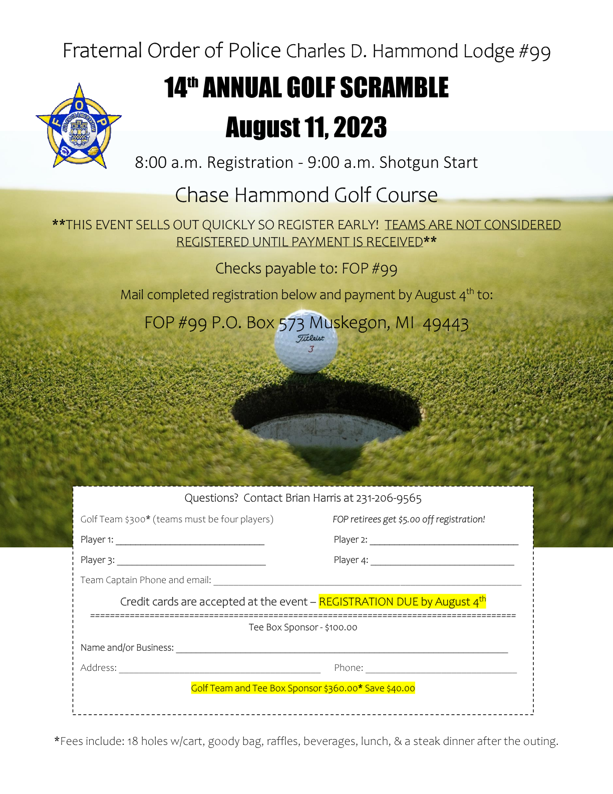 LODGE 99 ANNUAL GOLF SCRAMBLE Michigan FOP