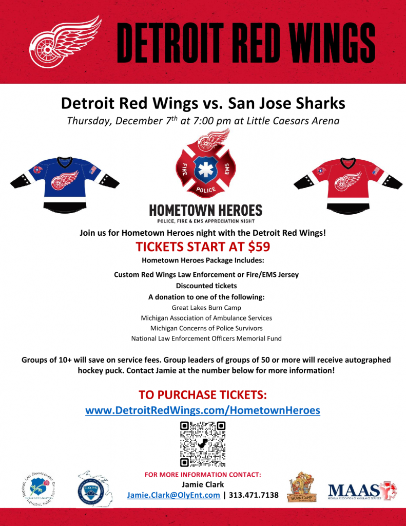 Detroit Red Wings Hometown Heroes Day - National Law Enforcement Officers  Memorial Fund